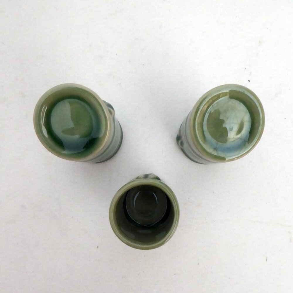 VINTAGE JAPAN CERAMIC BAMBOO SHAPED SALT PEPPER SHAKER TOOTHPICK HOLDER SET - Picture 3 of 9